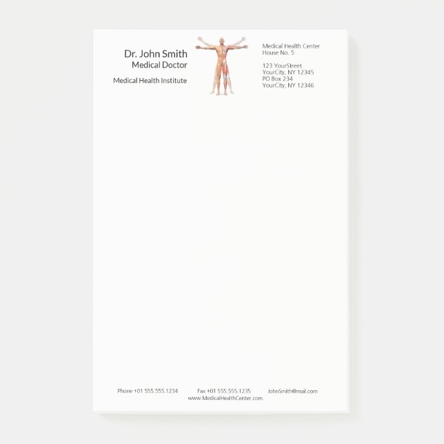 Medical Human Body Skeleton Muscles Post-it® Notes (Front)