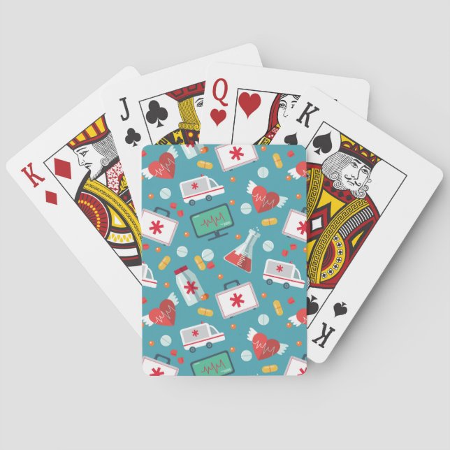 Medical Icon Pattern Playing Cards (Back)