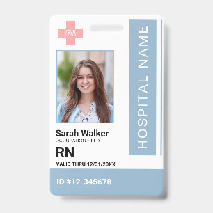 Medical ID photo employee Hospital Staff blue  Badge