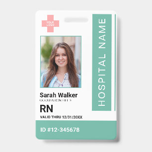 Medical ID photo employee Hospital Staff mint Badge