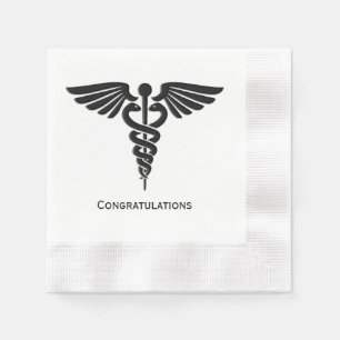 Medical Insignia Caduceus Congratulations Napkin