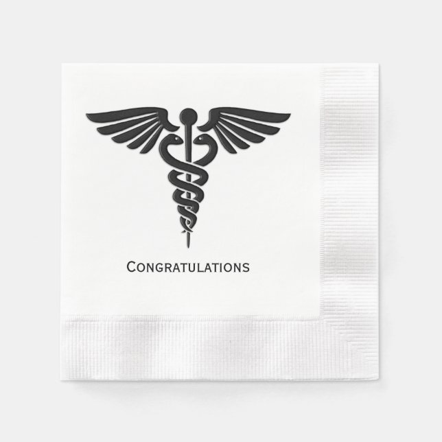 Medical Insignia Caduceus Congratulations Napkin (Front)