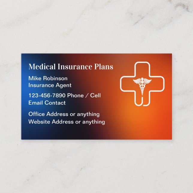 Medical Insurance Colourful Business Cards (Front)