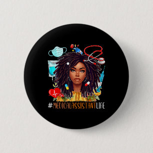 Medical Istant Costume Afro Woman Proud Juneteenth 2 Inch Round Button