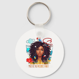 Medical Istant Costume Afro Woman Proud Juneteenth Keychain