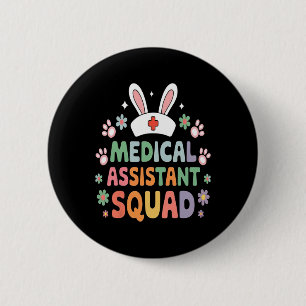 Medical Istant Squad Easter Bunny Costume Eggs 2 Inch Round Button