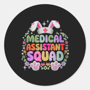 Medical Istant Squad Funny Cute Easter Day Bunny E Classic Round Sticker