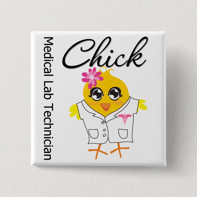 Medical Lab Technician Chick 2 Inch Square Button (Front)