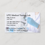 Medical Laboratory Lab Tech Business Card<br><div class="desc">Medical theme business cards with a Lab Tech doing research or testing in a lightly printed background so your information stands out. Works as a business card for the bio tech industry,  medical laboratory that does research or investigation.</div>