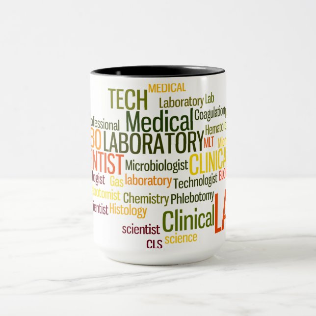 MEDICAL LABORATORY MIXED WORDS COFFEE MUG (Center)