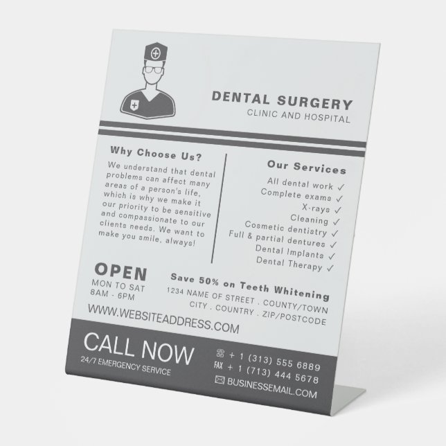 Medical Logo, Dentistry, Dentist Advertising Pedestal Sign (Front)