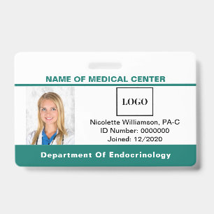 Medical Logo Employee Custom Teal Identification Badge