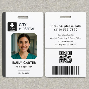 Medical Logo Technician Nurse Grey ID Photo Badge