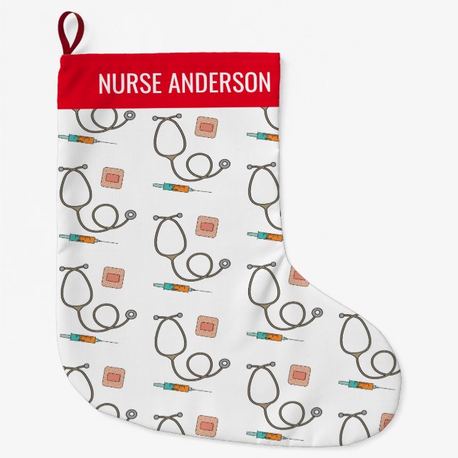Medical Nurse Large Christmas Stocking (Front)