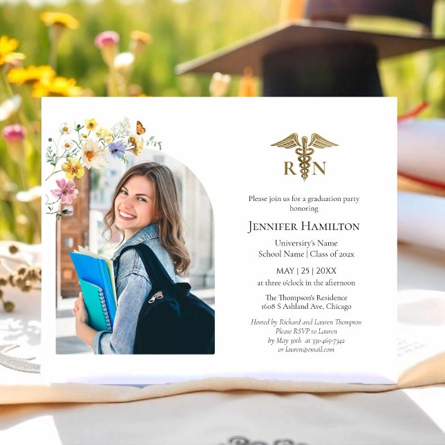 Medical Nursing School Grad Party Photo Invitation (Creator Uploaded)