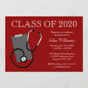 Medical Nursing School Red Graduation Invitation