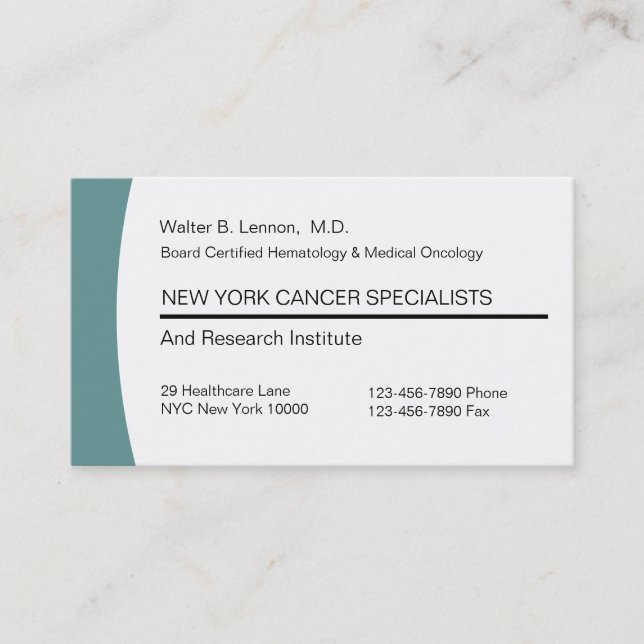 Medical Oncology Business Cards (Front)