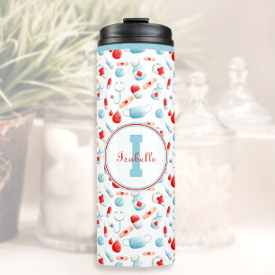 Medical Pattern Monogram Nurse Thermal Tumbler