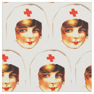 Medical pattern. Vintage nurse, doctor. Red Cross Fabric