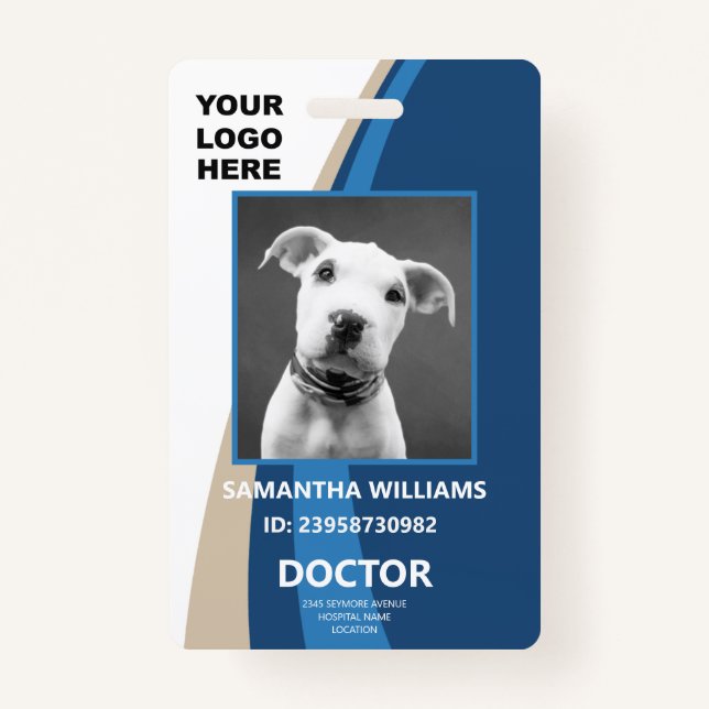 Medical Photo ID Logo Blue and White Badge (Front)