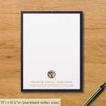 Medical Practice Letterhead<br><div class="desc">Elevate your medical practice's professional image with this letterhead featuring a rich blue border and a brushed gold Caduceus emblem. Perfect for official correspondence and documents.</div>