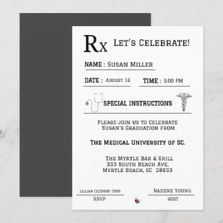  Medical Prescription Pad Graduation   Invitation