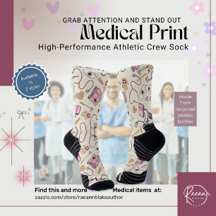 Medical Print Crew Socks