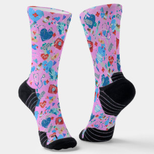 Medical Print on Strong Pink Background  Socks