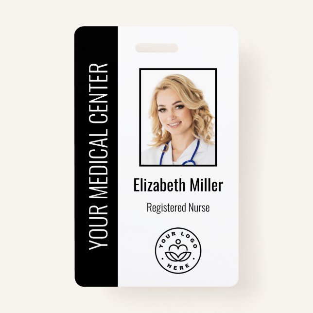 Medical Professional Custom Photo & Text Black Badge (Front)