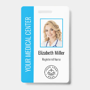 Medical Professional Custom Photo & Text Blue Badge