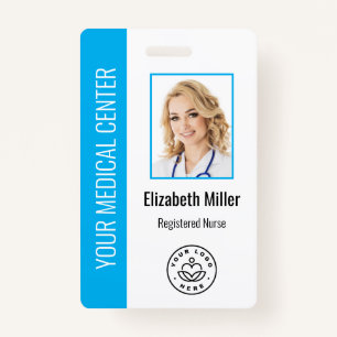 Medical Professional Custom Photo & Text Blue Badge