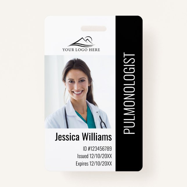 Medical Professional Custom Photo & Text ID Badge (Front)