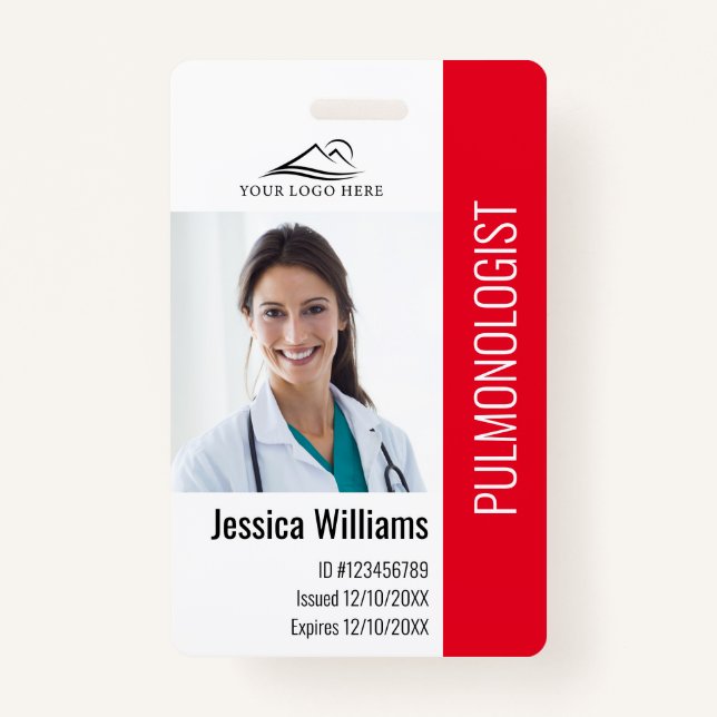 Medical Professional Custom Photo & Text ID Badge (Front)