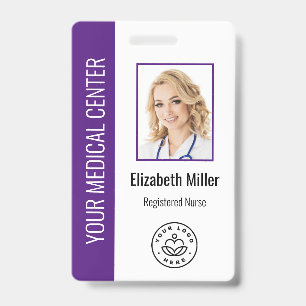 Medical Professional Custom Photo & Text Purple Badge