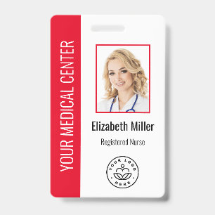 Medical Professional Custom Photo & Text Red Badge