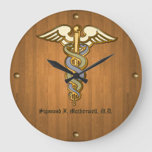 Medical Pros - Teak (Personalized Wall Clock) Large Clock