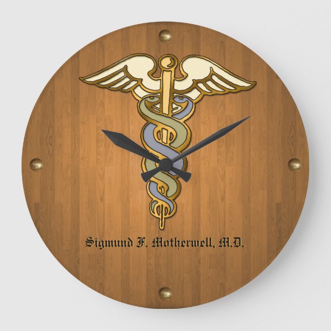 Medical Pros - Teak (Personalized Wall Clock) Large Clock (Front)