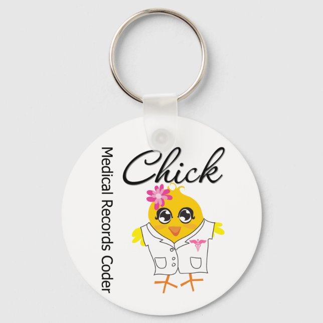 Medical Records Coder Chick Keychain (Front)
