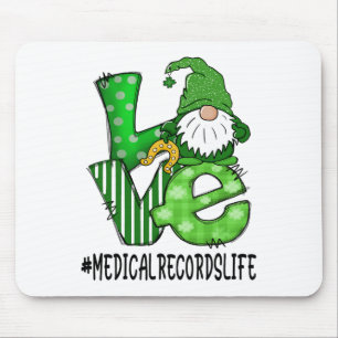 Medical Records Love St Patricks Day Lucky Gnome S Mouse Pad