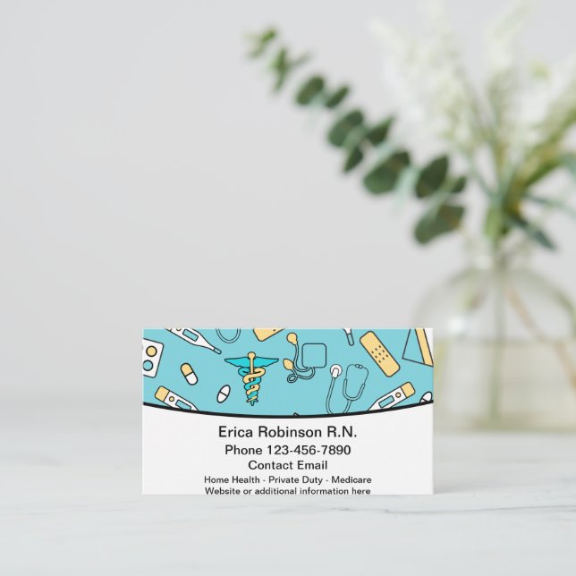 Medical Registered Nurse Health  Business Card (Standing Front)