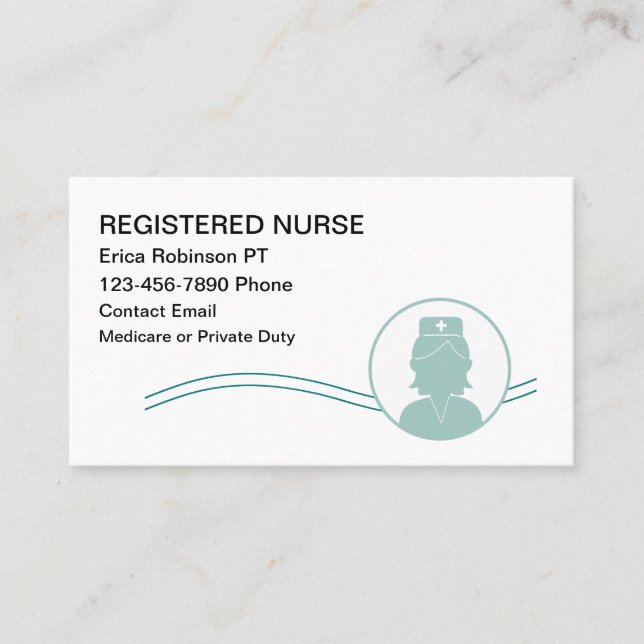 Medical Registered Nurse Simple Business Cards (Front)