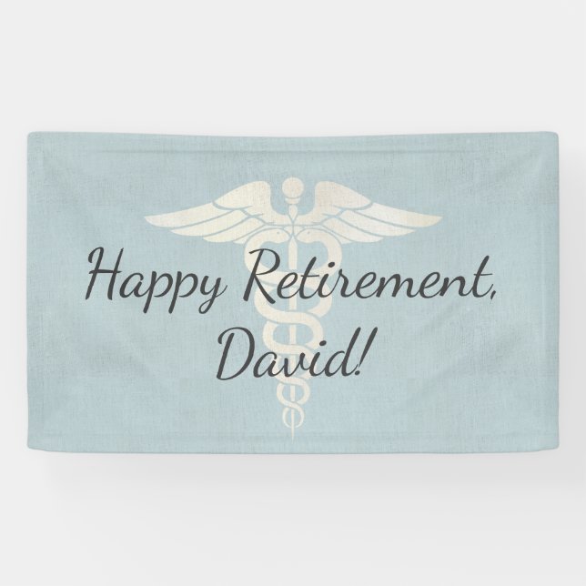 Medical Retirement Elegant Blue Linen Banner (Horizontal)