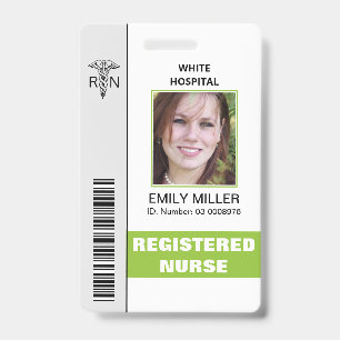 Medical RN employee caduceus lime photo template Badge