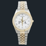 Medical Rod of Asclepius Gold Physician Assistant Watch<br><div class="desc">Professional elegant business design for medical purposes: precious gold rod of Asclepius symbol on a white background with P and A letters for "physician assistant". Perfect for any business company related to healthcare industry: medical practice, medical office, doctor office, pharmaceutical industry, drugstore, clinic and hospital. For hospital staff, clinic employees,...</div>