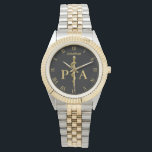 Medical Rod of Asclepius Gold Physician Assistant Watch<br><div class="desc">Professional elegant business design for medical purposes: precious gold rod of Asclepius symbol on a black background with P and A letters for "physician assistant". Perfect for any business company related to healthcare industry: medical practice, medical office, doctor office, pharmaceutical industry, drugstore, clinic and hospital. For hospital staff, clinic employees,...</div>