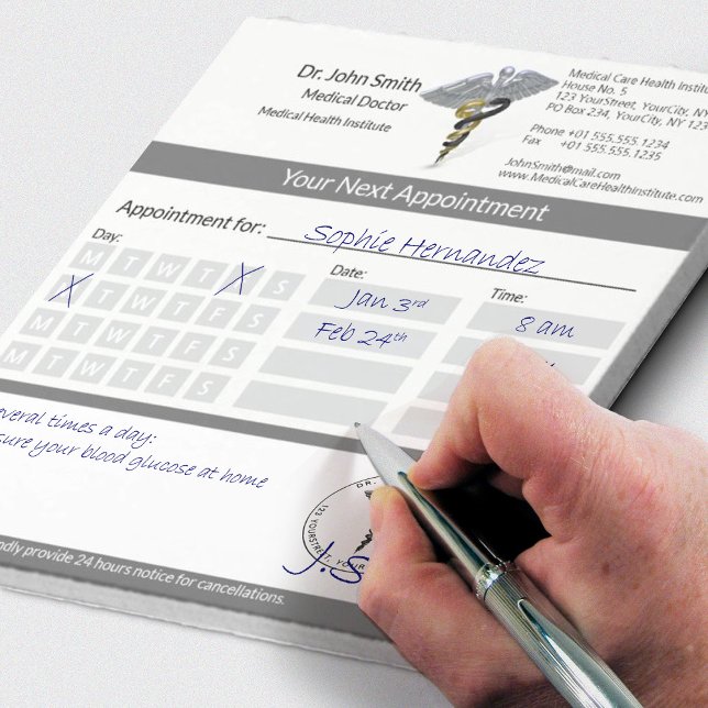 Medical Rod Silver Caduceus Black Gold Appointment Notepad (Creator Uploaded)