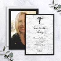 Medical School Black White Marble Photo Graduation