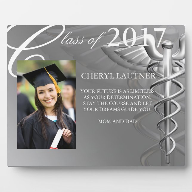 medical school caduceus graduate photo plaque (Front)