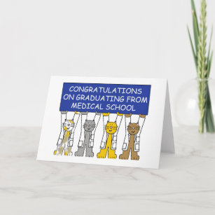 Medical School Graduate Congratulations Cute Cats. Card