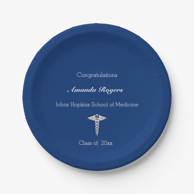 Medical School Graduation, Caduceus , Custom Paper Plate (Front)